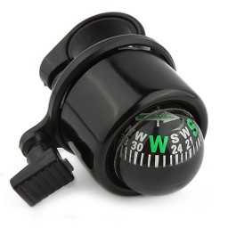 Multi Function Bike Bicycle Bell & Compass Handlebar Mount Black Color - Click Image to Close